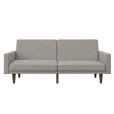 Paxson Convertible Futon Couch Bed with Linen Upholstery and Wood Legs