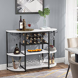 Wine Rack Table, 47 Inch Modern Wine Bar Cabinet with Storage