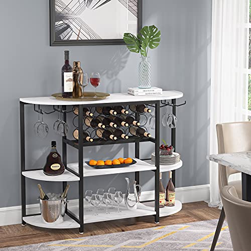 Wine Rack Table, 47 Inch Modern Wine Bar Cabinet with Storage