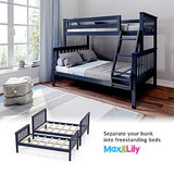 Bunk Bed, Twin-Over-Full Wood Bed Frame For Kids, Blue