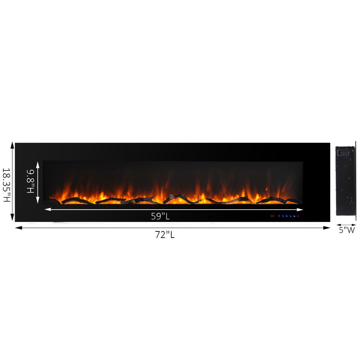 Electric Fireplace 72 Inches Wall Mounted Fireplace