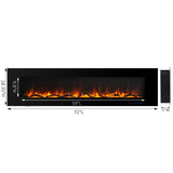 Electric Fireplace 72 Inches Wall Mounted Fireplace