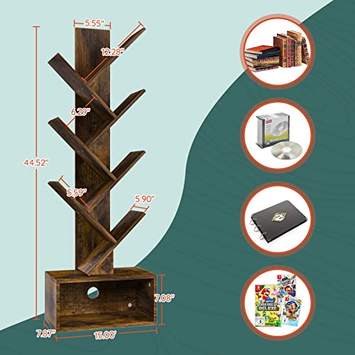 Tree Bookshelf - 6 Shelf Retro Floor Standing Bookcase