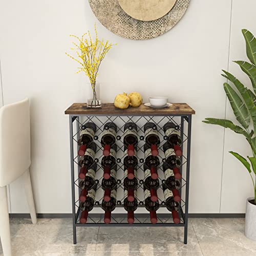 Wine Rack Freestanding Floor with Table Top Wood - Holds 40 Bottles Metal Wine Storage