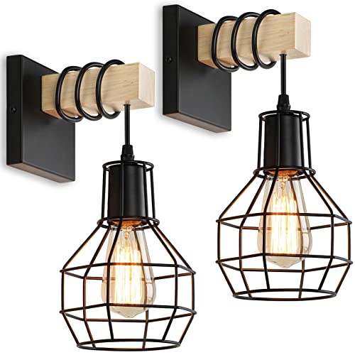 Farmhouse Wall Light Fixtures Set of 2, Industrial Wall Sconces for Hallway