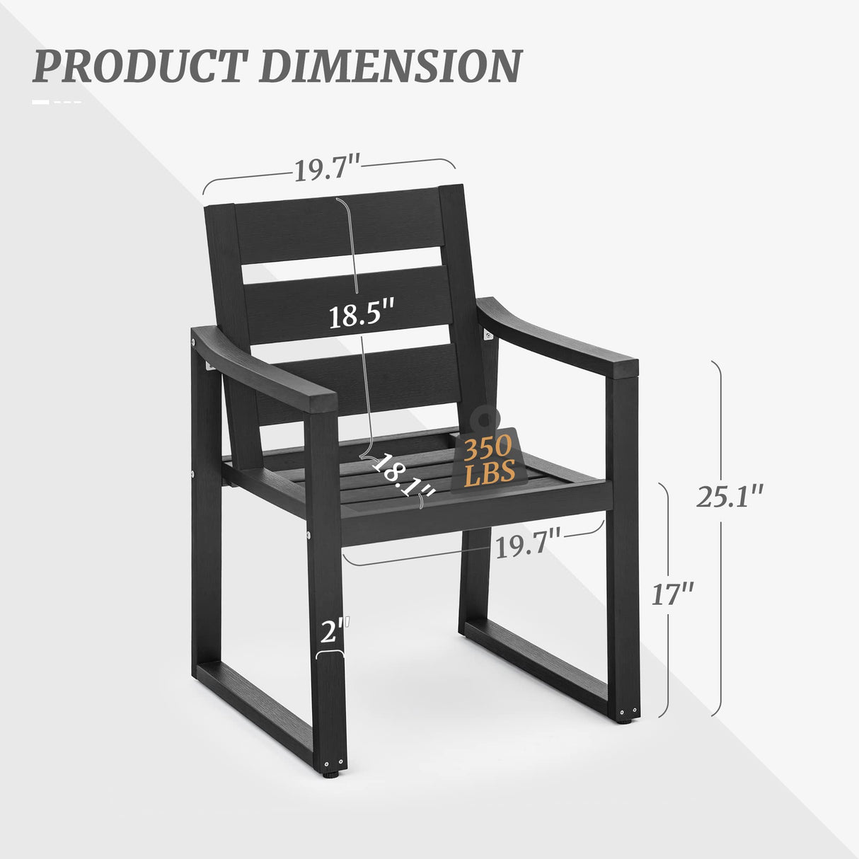 Poly Outdoor Dining Chairs Set of 8, 350LBS