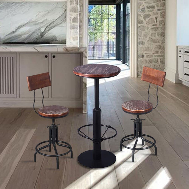 3 Piece Pub Dining Set, Modern Round bar Table and Stools for 2