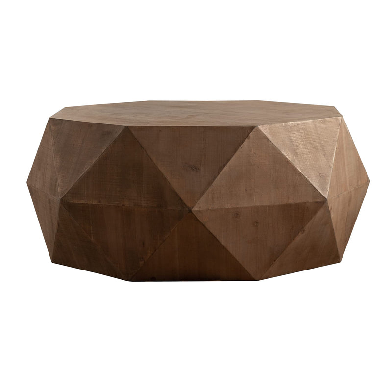 38'' Drum Coffee Table Farmhouse Coffee Table for Living Room, Modern Retro Round Wood Coffee Table