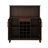 Bar Cabinet with Wine Rack and Glass Doors in Mahogany Finish