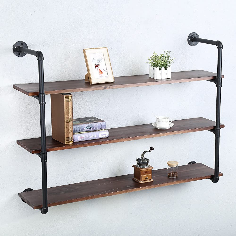 Industrial Pipe Shelving Wall Mounted,48in Rustic Metal Floating Shelves