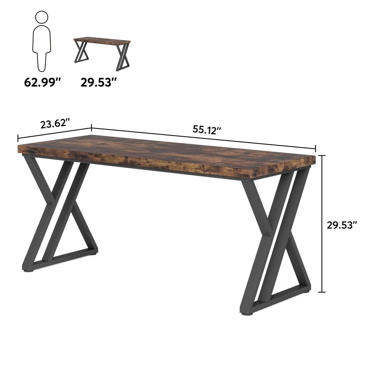 55 inch Heavy Duty Study Desk with Z-Shaped Metal Leg