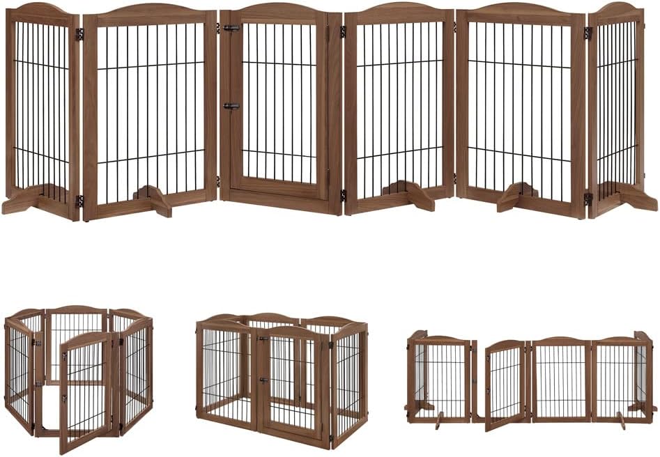 Extra Wide Dog Gate and Pet Playpen, Free Standing Tall Dog Fence