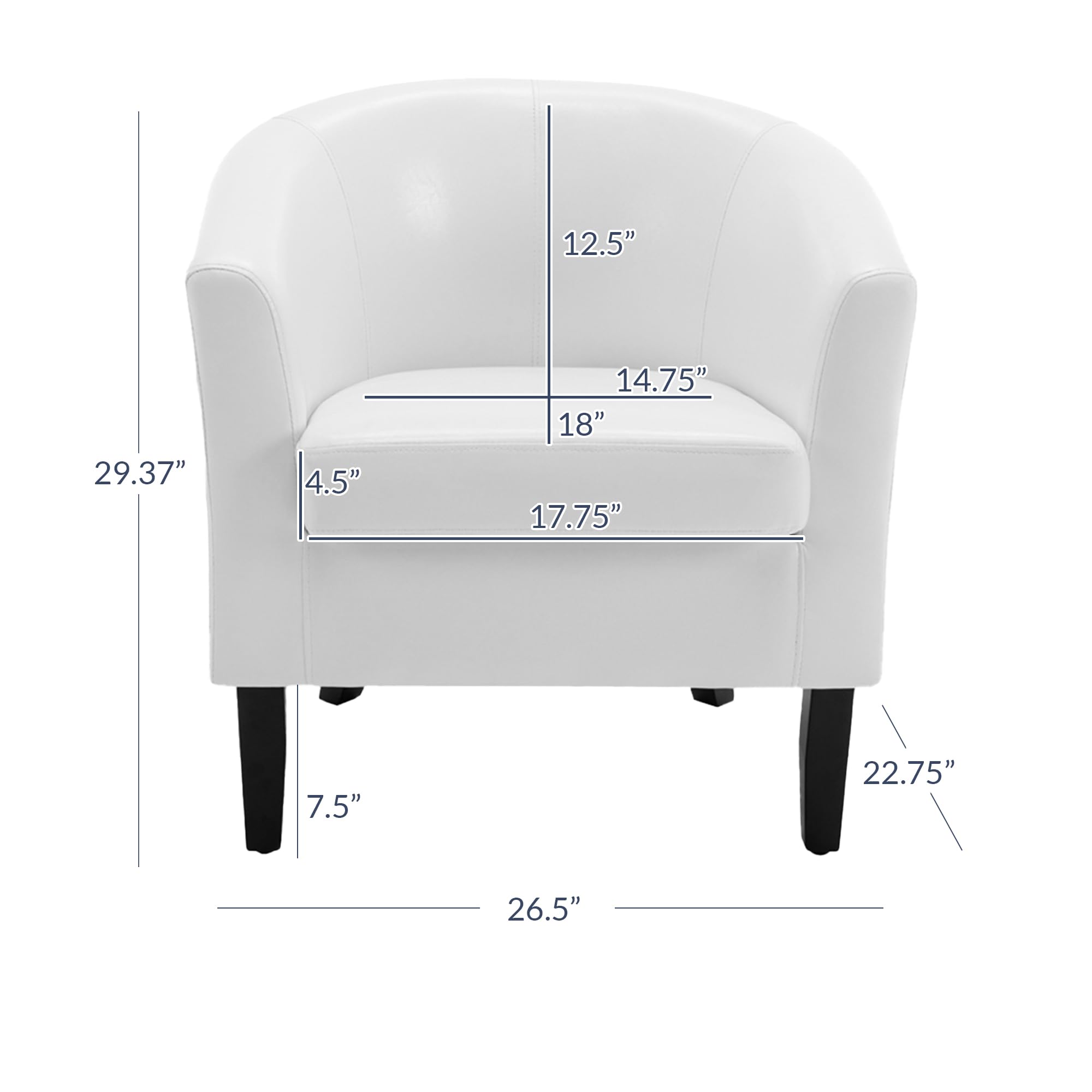 Living Room Chair, Faux Leather Accent Chair Barrel Round Club Tub Sofa Chair