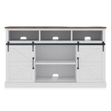 52" TV Stand for TVs Up to 55", Sliding Barn Door TV Stand with Side Shelves