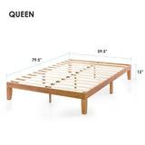 12" Classic Solid Wood Platform Bed Frame