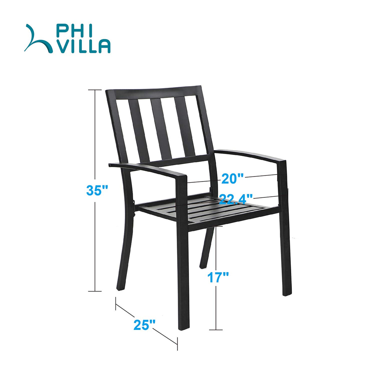 Wrought Iron Patio Outdoor Dining Chairs, Portable Black Outdoor Patio Chairs Set