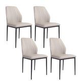 Beige Dining Chairs Set of 4, Upholstered Leather Mid-Century Modern Chair