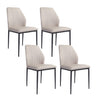 Beige Dining Chairs Set of 4, Upholstered Leather Mid-Century Modern Chair