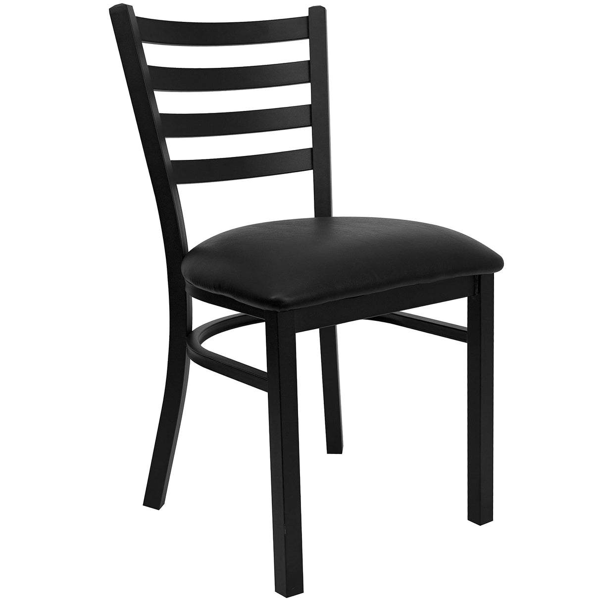 2 Pack HERCULES Series Black Ladder Back Metal Restaurant Chair