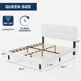 Queen Size Bed Frame with Upholstered Headboard