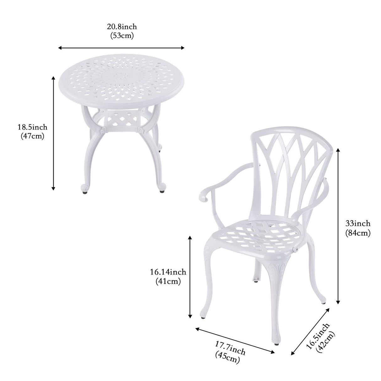 3-Piece Outdoor Bistro Set Cast Aluminum Rust-Resistant Patio