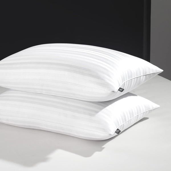 Goose Feather Down Pillow - Set of 2 Bed Pillows for Sleeping with Rayon Derived