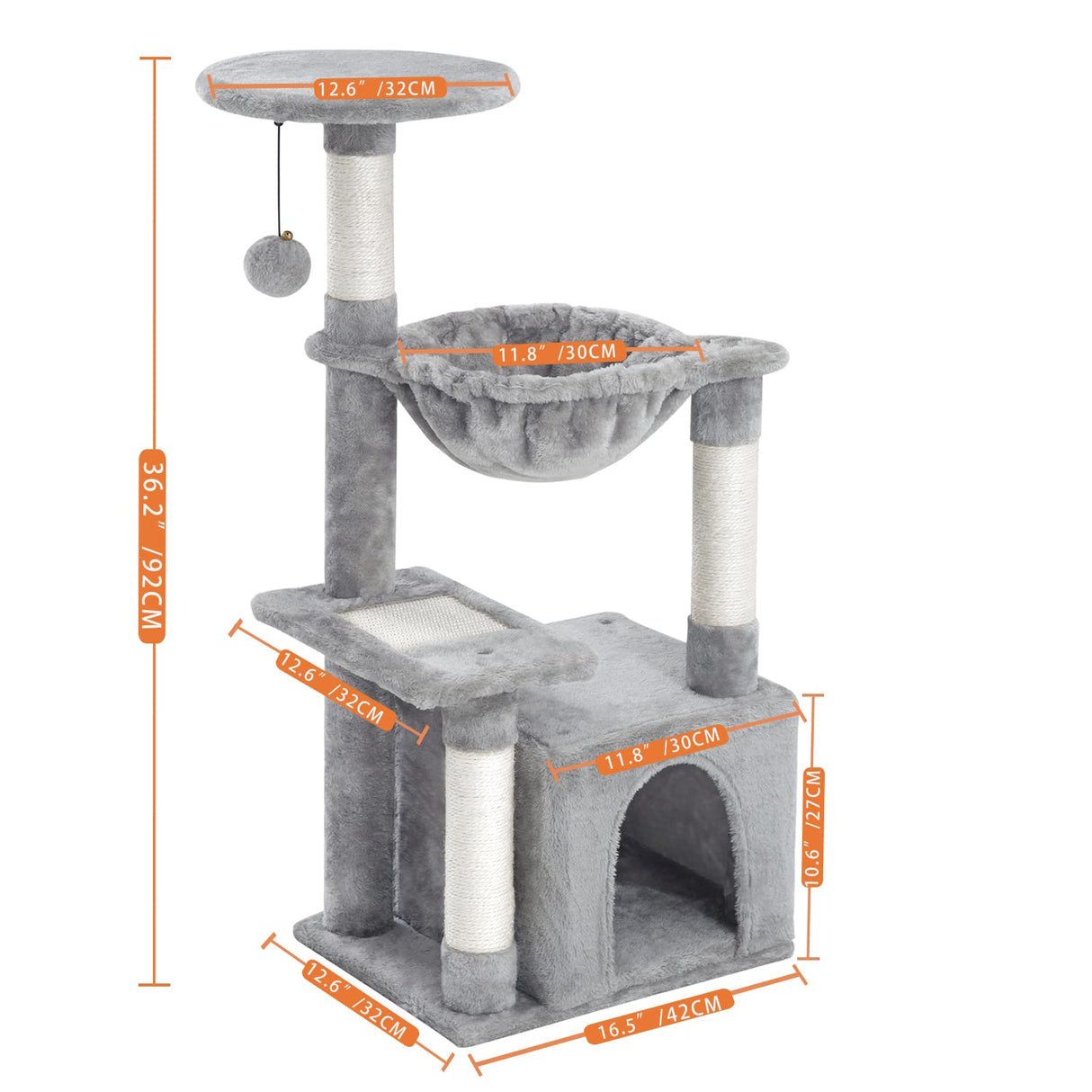 Cat Tree, Small Cat Condo Tower with Hammoc