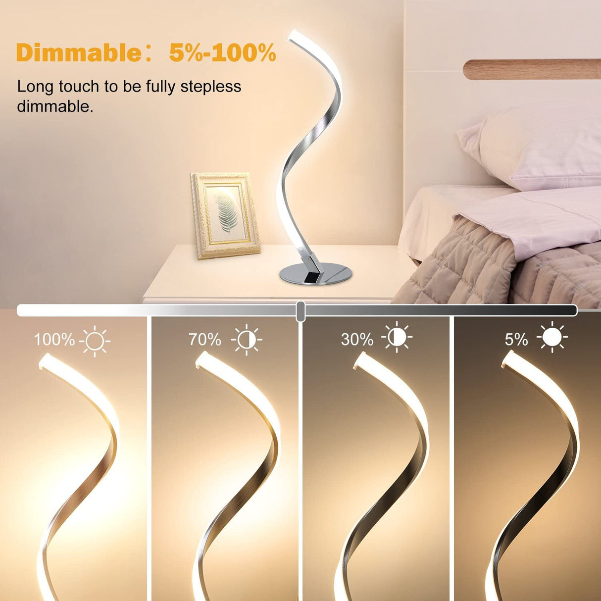 3 Colors Touch Control Desk Lamp for Bedroom Living Room