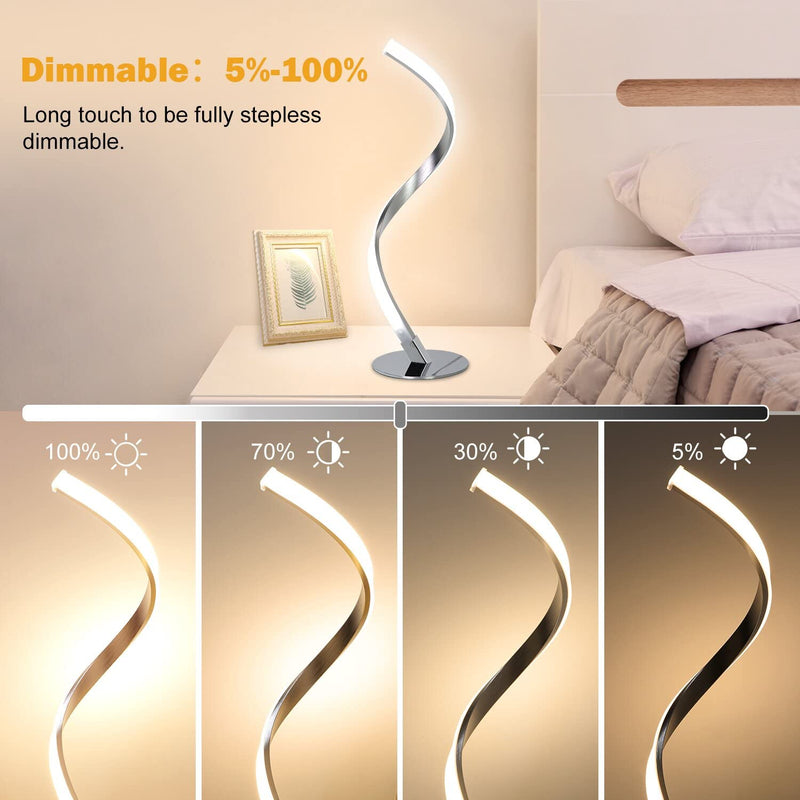 Modern Spiral Table Lamp, 3 Colors Touch Control Desk Lamp for Bedroom Living Room