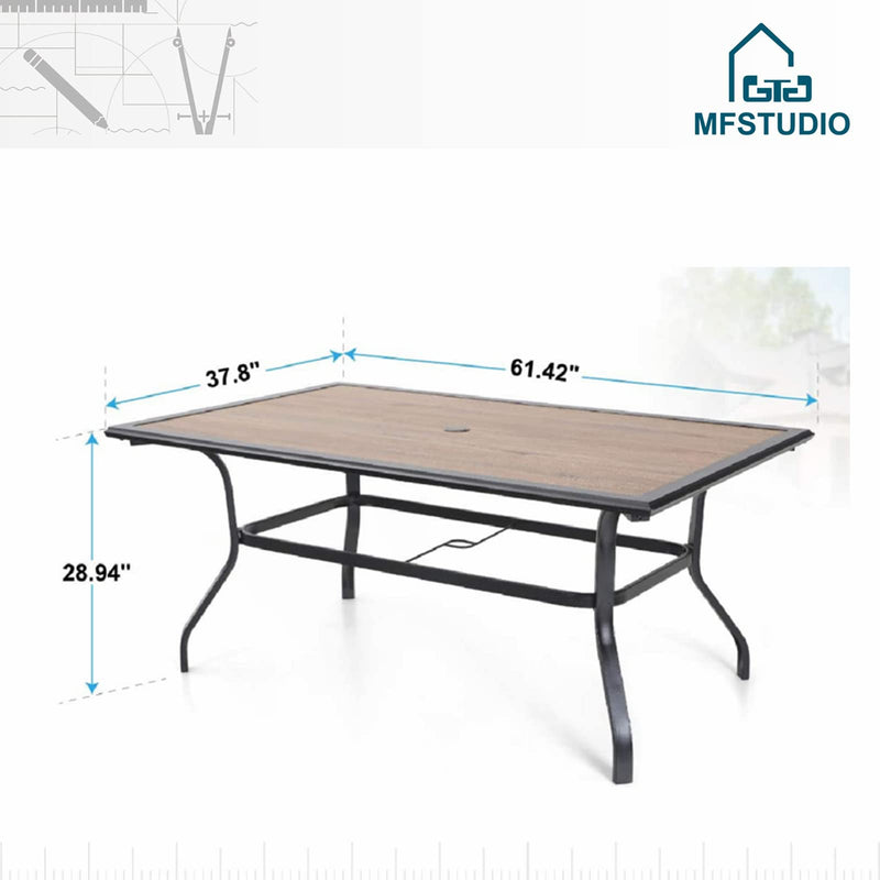 60" x 37" Patio Dining Table Large Rectangular Table