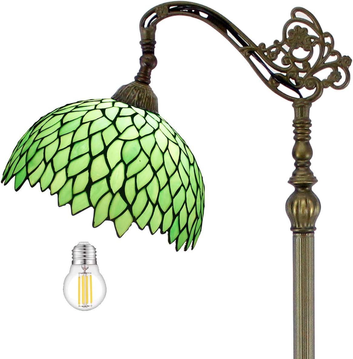 Tiffany Lamp Floor Green Wisteria Stained Glass Arched Lamp 12X18X64 Inches