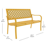 Outdoor Bench Garden Bench with Armrests Steel Bench for Outdoors