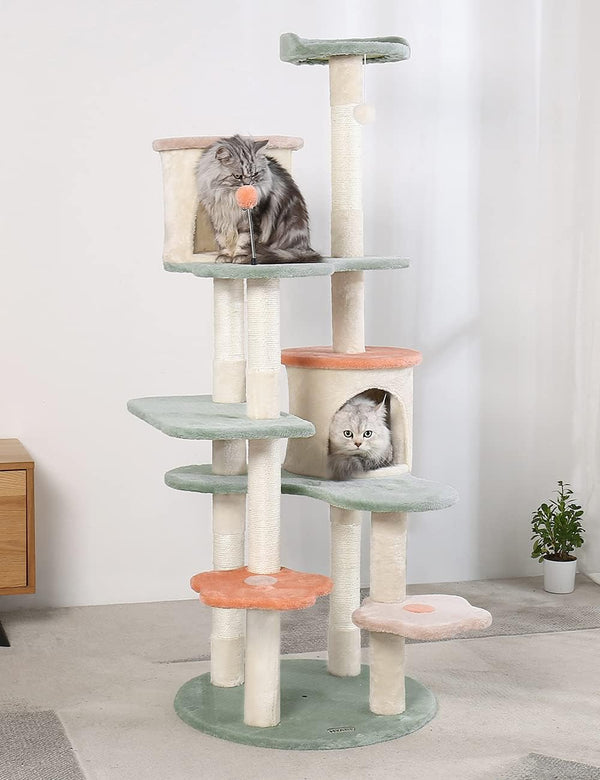 63 inch cat Tree Creative Climbing Frame cat Apartment with Flower Rest Platform