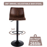 Bar Stools Set of 2-360° Swivel Barstool Chairs with Back