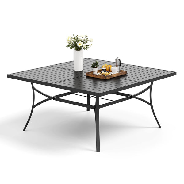 60" Square Metal Outdoor Dining Table, Large Patio Furniture