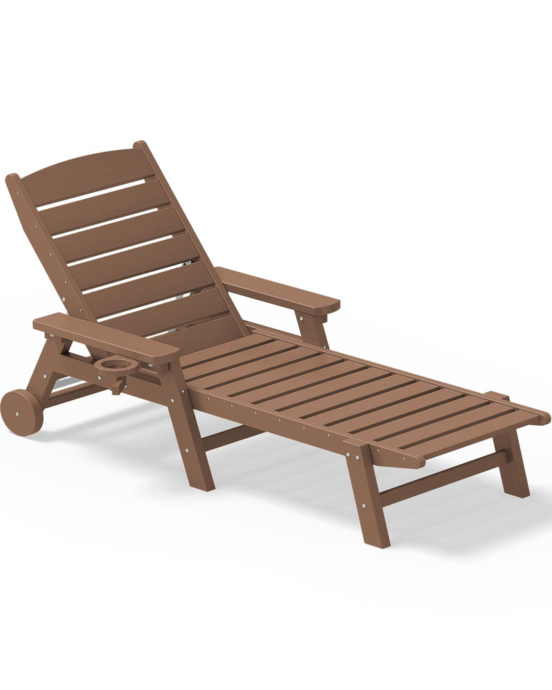Patio Lounge Set of 2, Lounge Chair for Pool, Brown