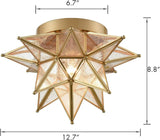 Brass Moravian Star Light Flush Mount Celing Lights