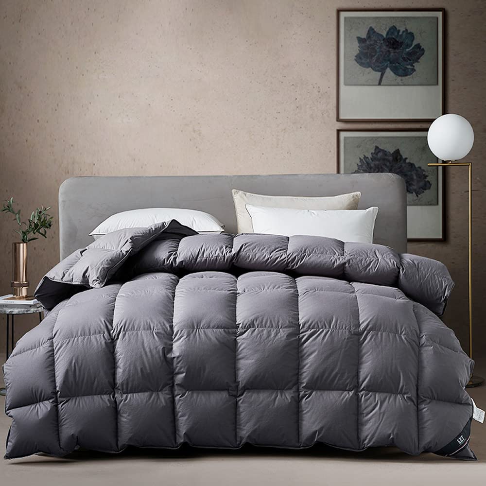 Luxurious Goose Feathers Down Comforter Dark Grey Thickened