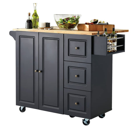 Kitchen Island with Storage, 3 Drawers Rolling Storage Cabinet