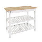 Solid Hardwood Top, Natural/White, 40" W (373-91) Kitchen Island