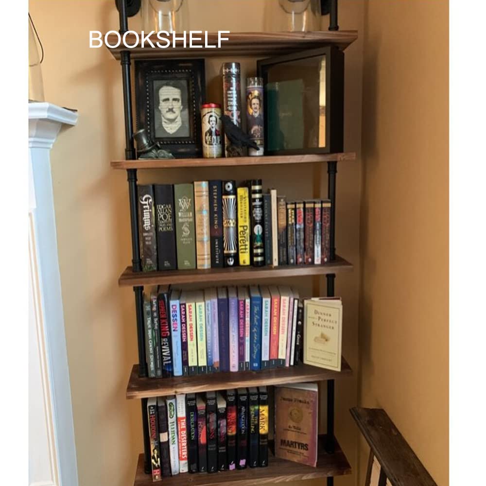 Industrial Pipe Shelving, 6-Tier Pipe Shelves Ladder Shelf, Modern Bookcase