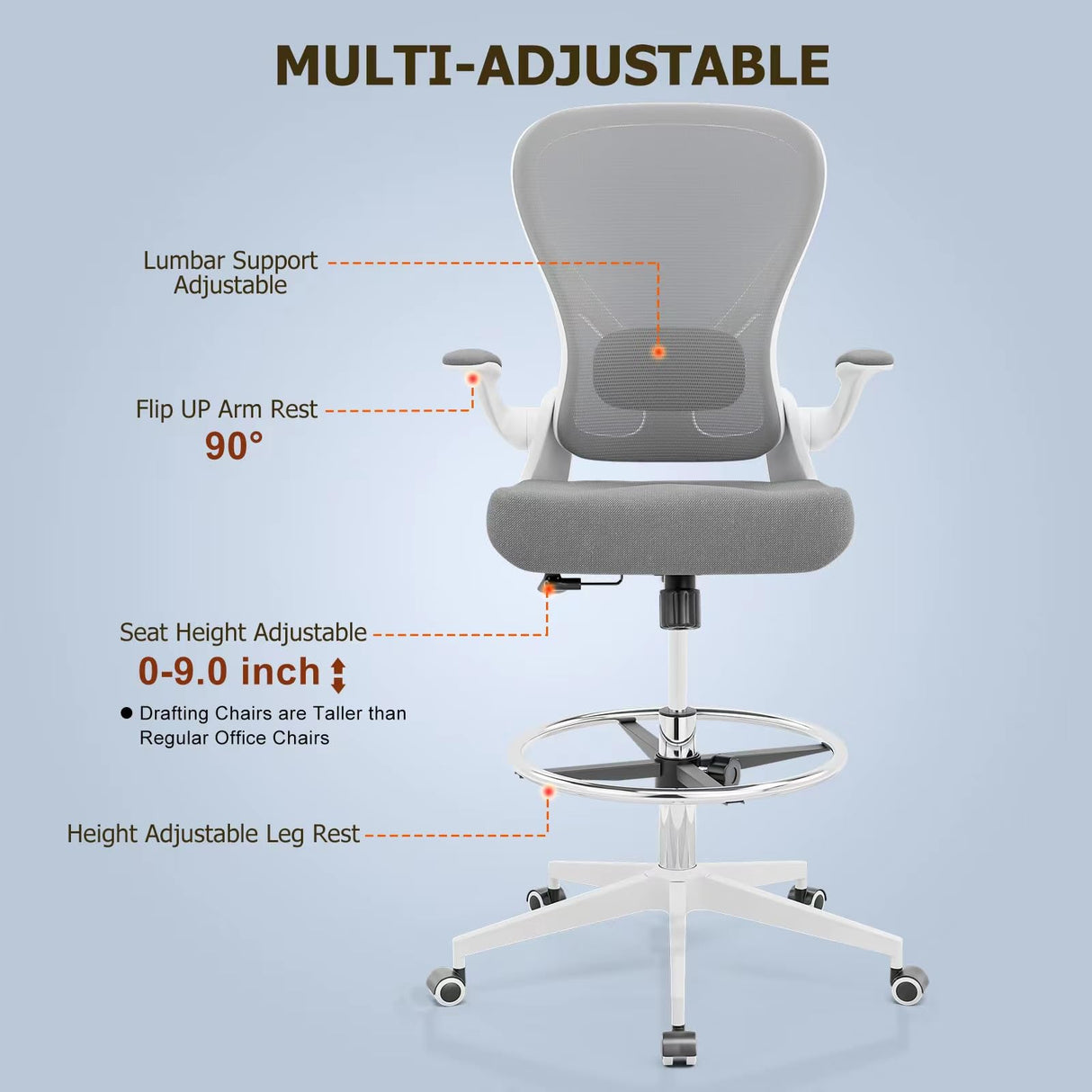 Drafting Chair, Tall Office Chair for Standing Desk