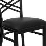 2 Pack HERCULES Series Black ''X'' Back Metal Restaurant Chair