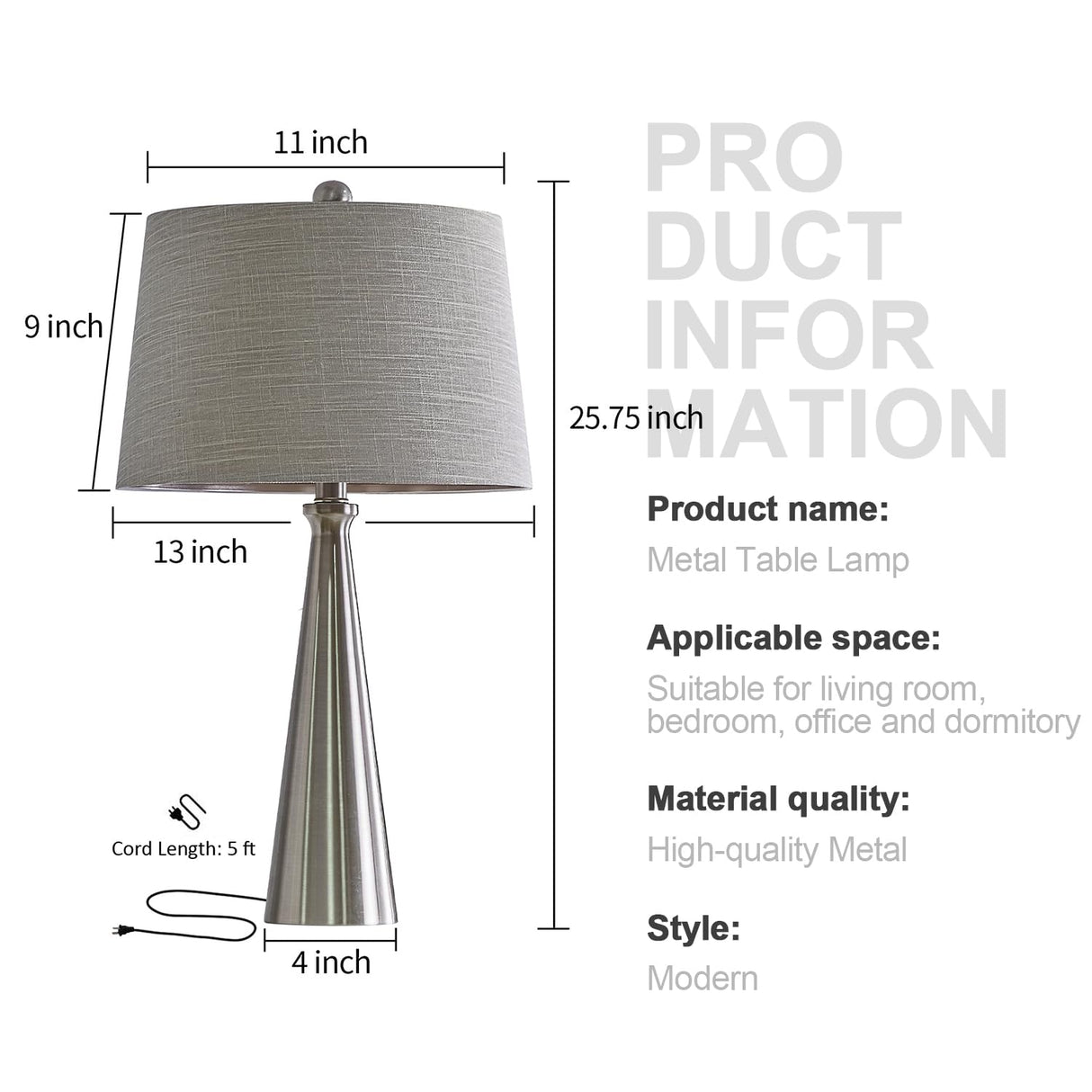 25.75" Table Lamps Set of 2 for Living Room Bedroom