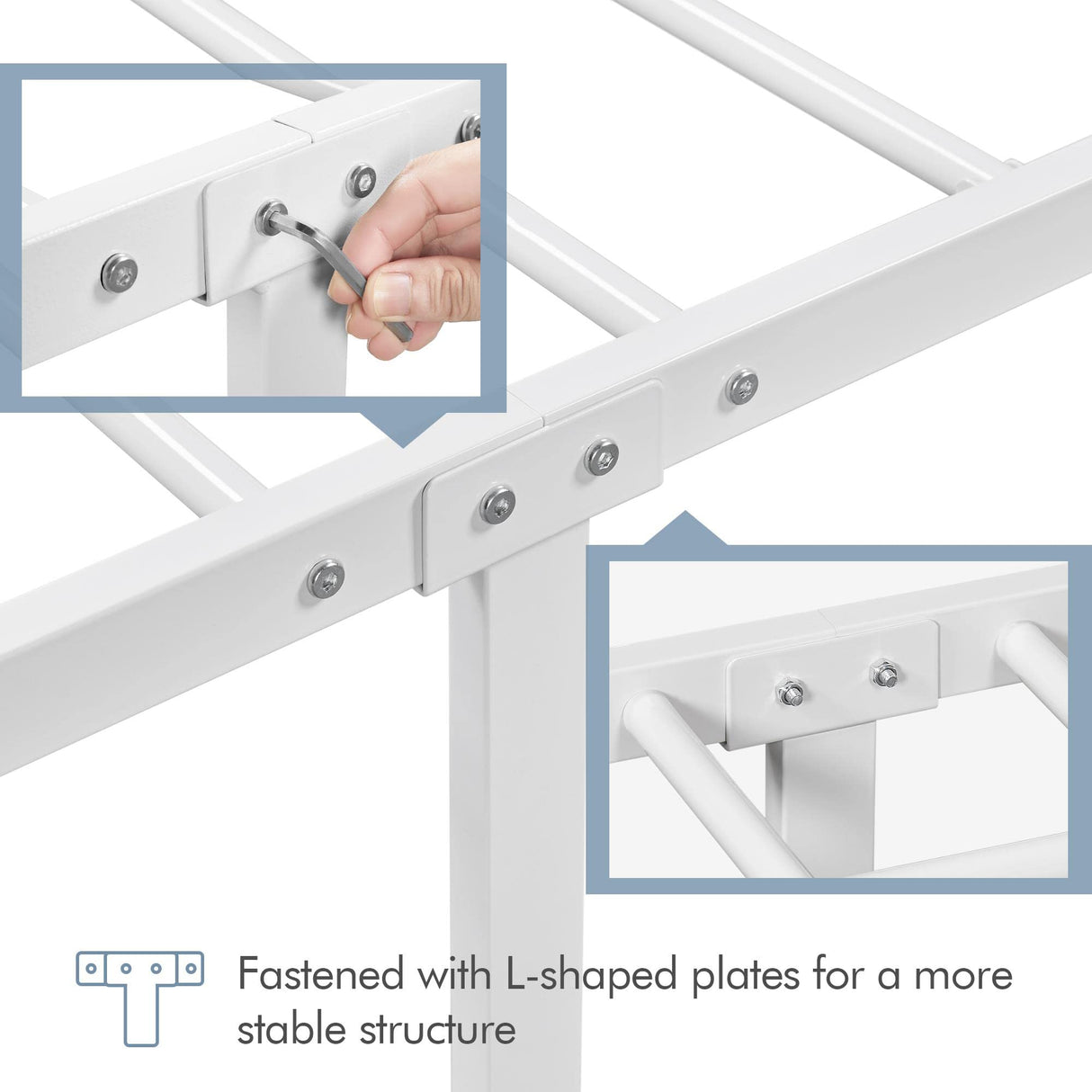 Metal Full Size Bed Frame, Platform Bed Frame, Mattress Foundation with Curved Design Headboard & Footboard,