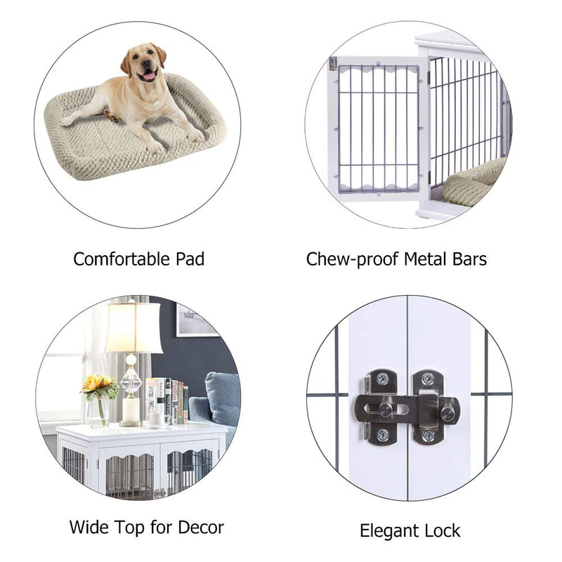 Furniture Style White Dog Crate for Medium Large Dogs, Indoor Aesthetic Dog Stuff Kenne