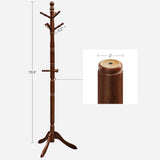 Solid Wood Coat Rack/Stand, Free Standing Hall Coat Tree with 10 Hooks