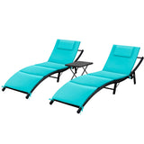 Lounge Chairs for Outside 3 Pieces Patio Adjustable Chaise Lounge