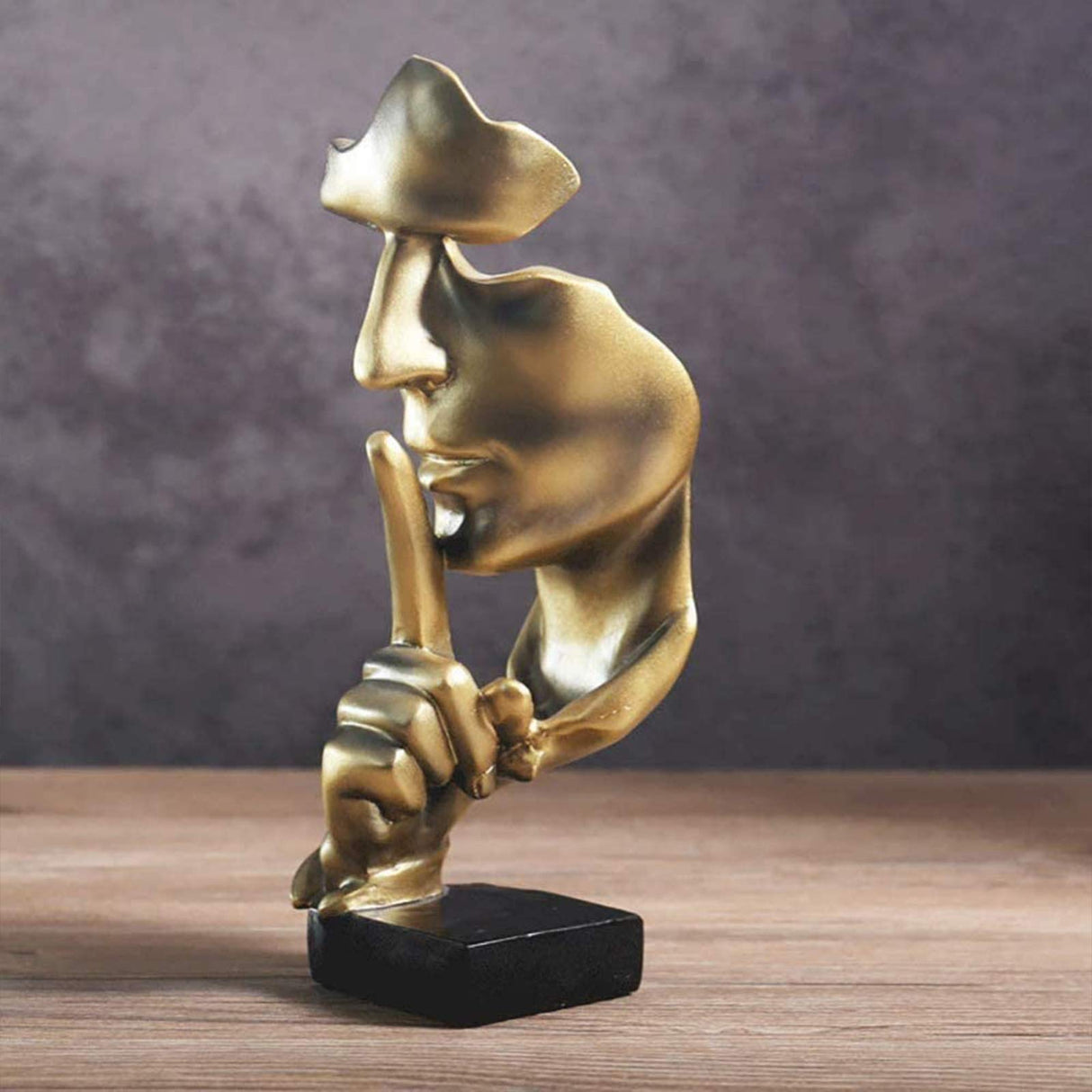 Thinker Statue, Silence is Gold Abstract Art Figurine, Modern Home