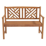 Wooden Garden Bench - 2-Person Acacia Wood Bench, Outside Slats Loveseat